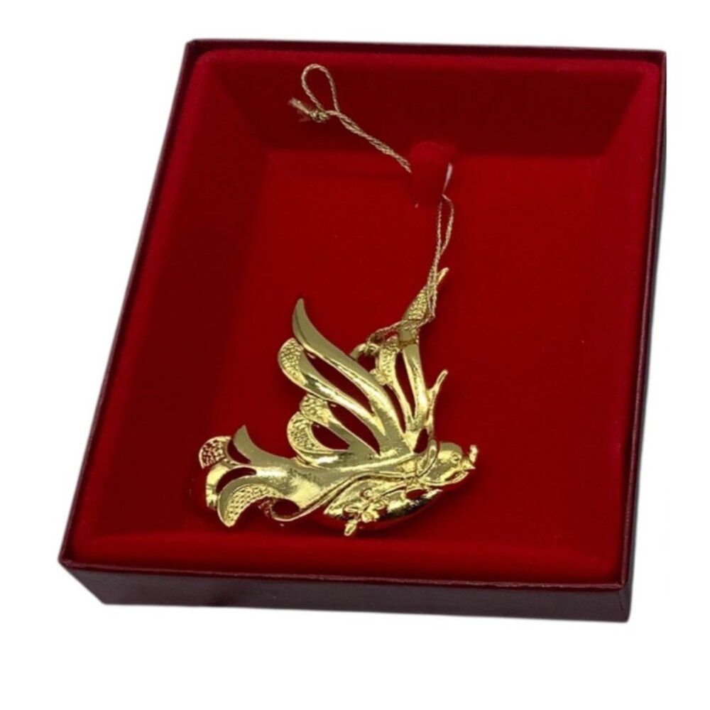 Vintage‎ Camerlane Collection Christmas Dove Ornament 24K Gold Finish 2"